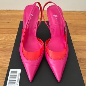 Zara Women's Fuchsia and Coral Slingback Heels